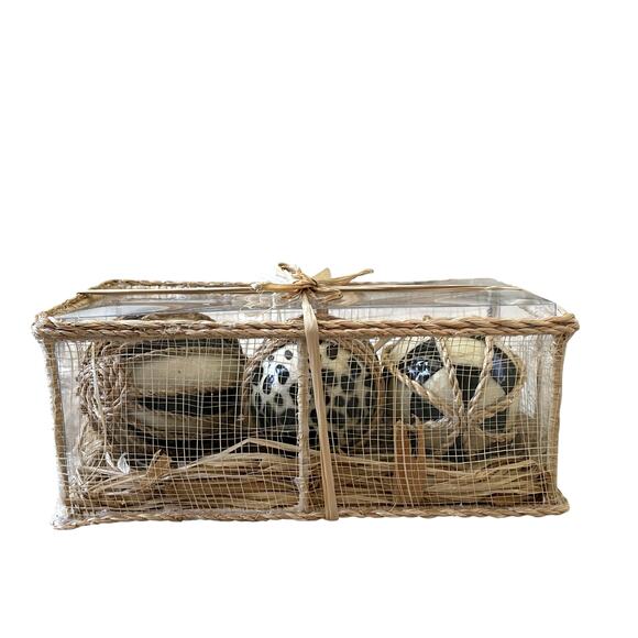 Mackenzie-Childs Courtly Check Woodland Capiz Eggs Set of 3 Easter Decor NEW - Picture 6 of 8